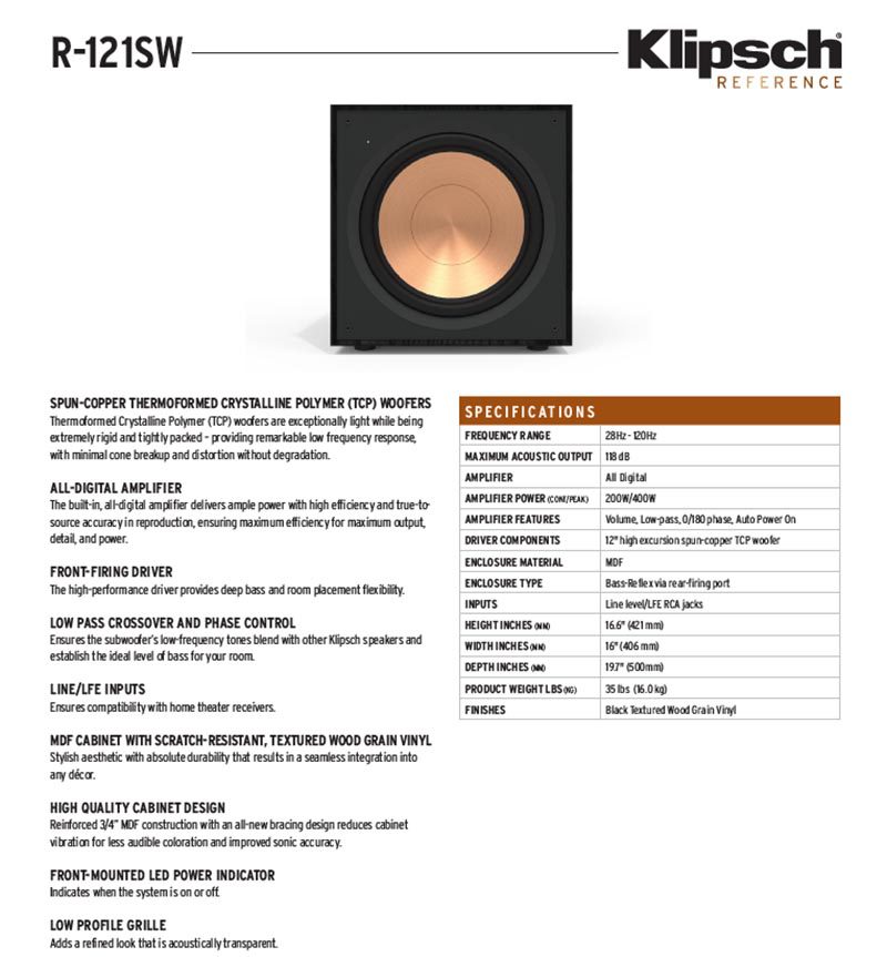 loa sub klipsch r 121sw 6