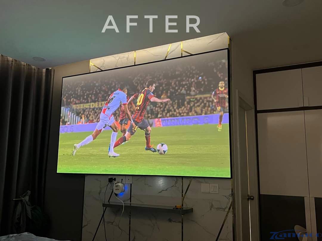 Dự án lắp đặt máy chiếu xem phim BenQ GK100 & màn fix frame trắng Quận 2 benq gk100 zamaco du an 3