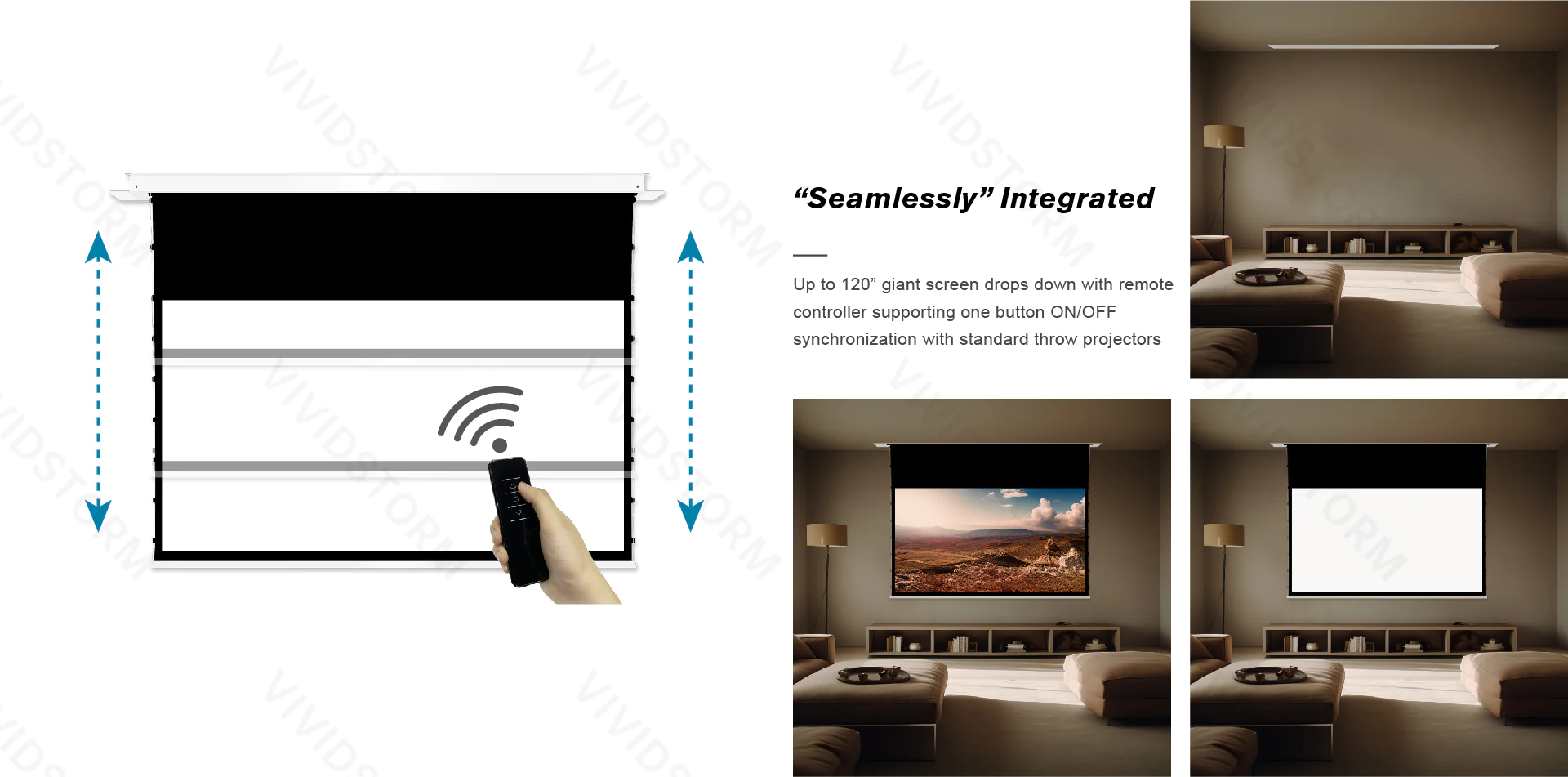 Màn chiếu âm trần VIVIDSTORM VPCLW120H 120 Inch (16:9) Man chieu am tran Vividstorm VPCLW100H 100 Inch 03