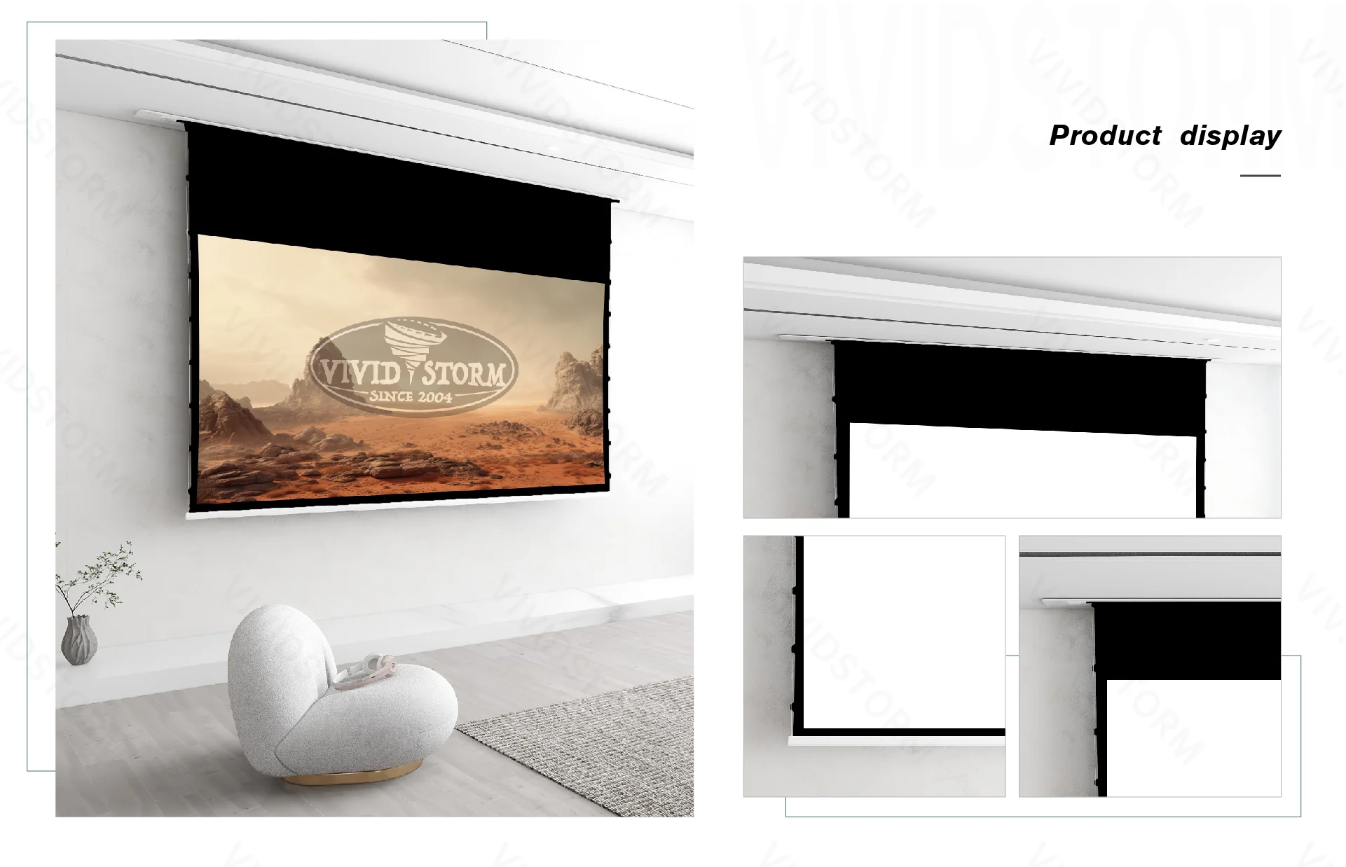 Màn chiếu âm trần VIVIDSTORM VPCLW120H 120 Inch (16:9) Man chieu am tran Vividstorm VPCLW100H 100 Inch 10