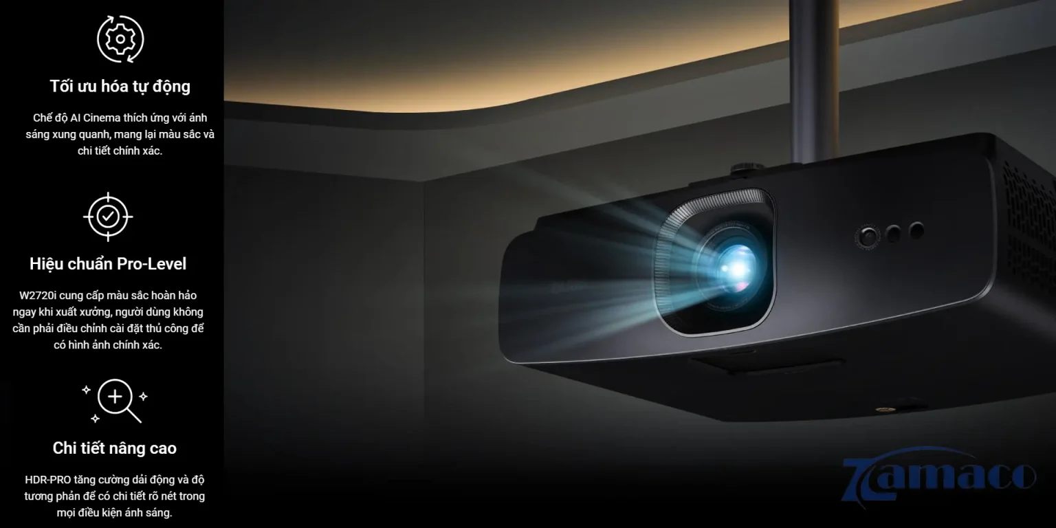 may chieu 4K HDR 2500lms benq w2720i 1536x768 1