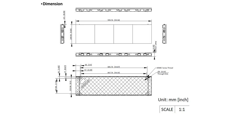 Màn hình LED trong nhà Hikvision DS-D4015CC-1F Kích thước của màn hình Led Hikvision DS-D4015CC-1F