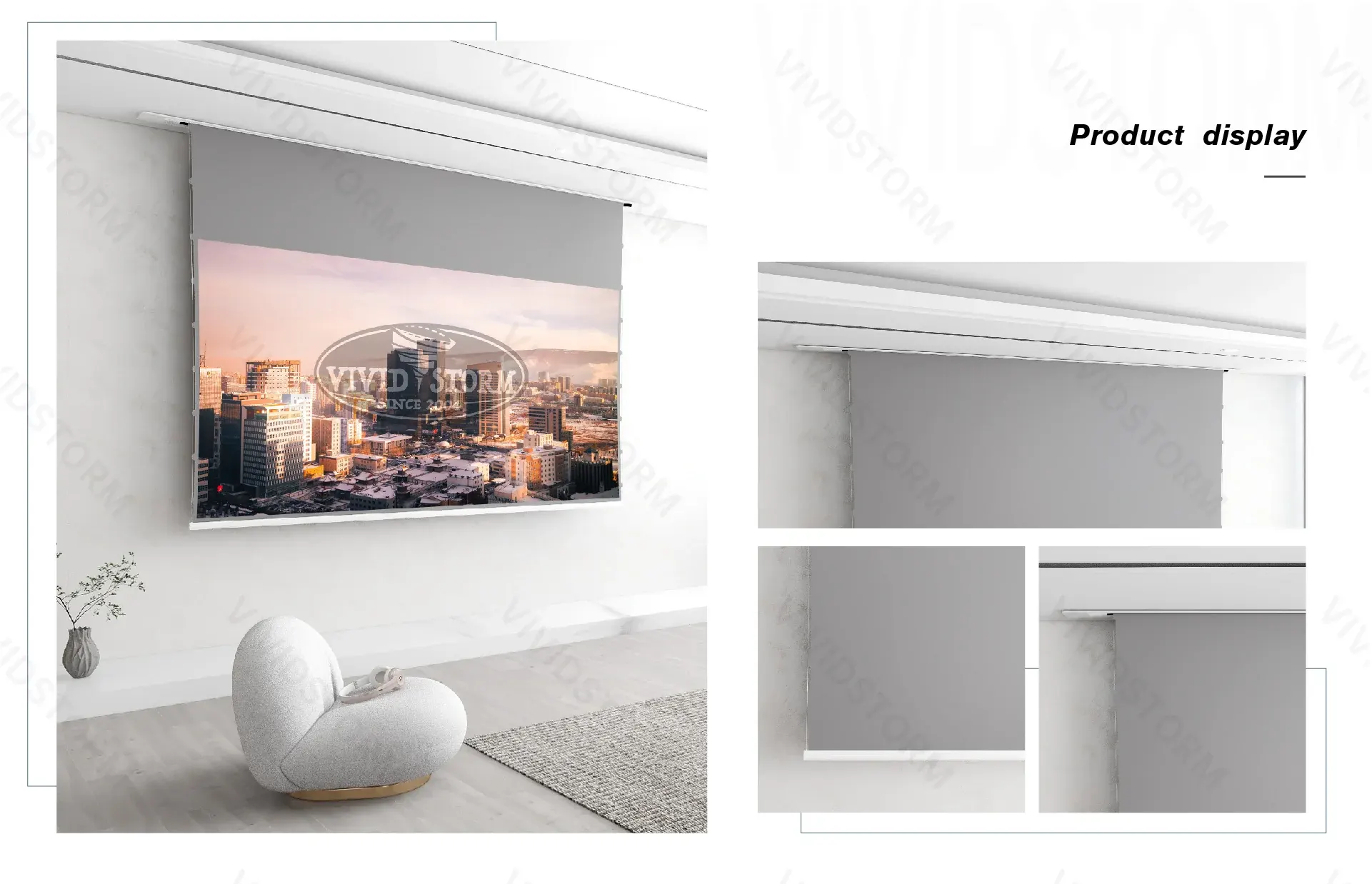 Màn chiếu âm trần quang học VIVIDSTORM VPCLALR92H 92 inch – Chiếu xa mc14