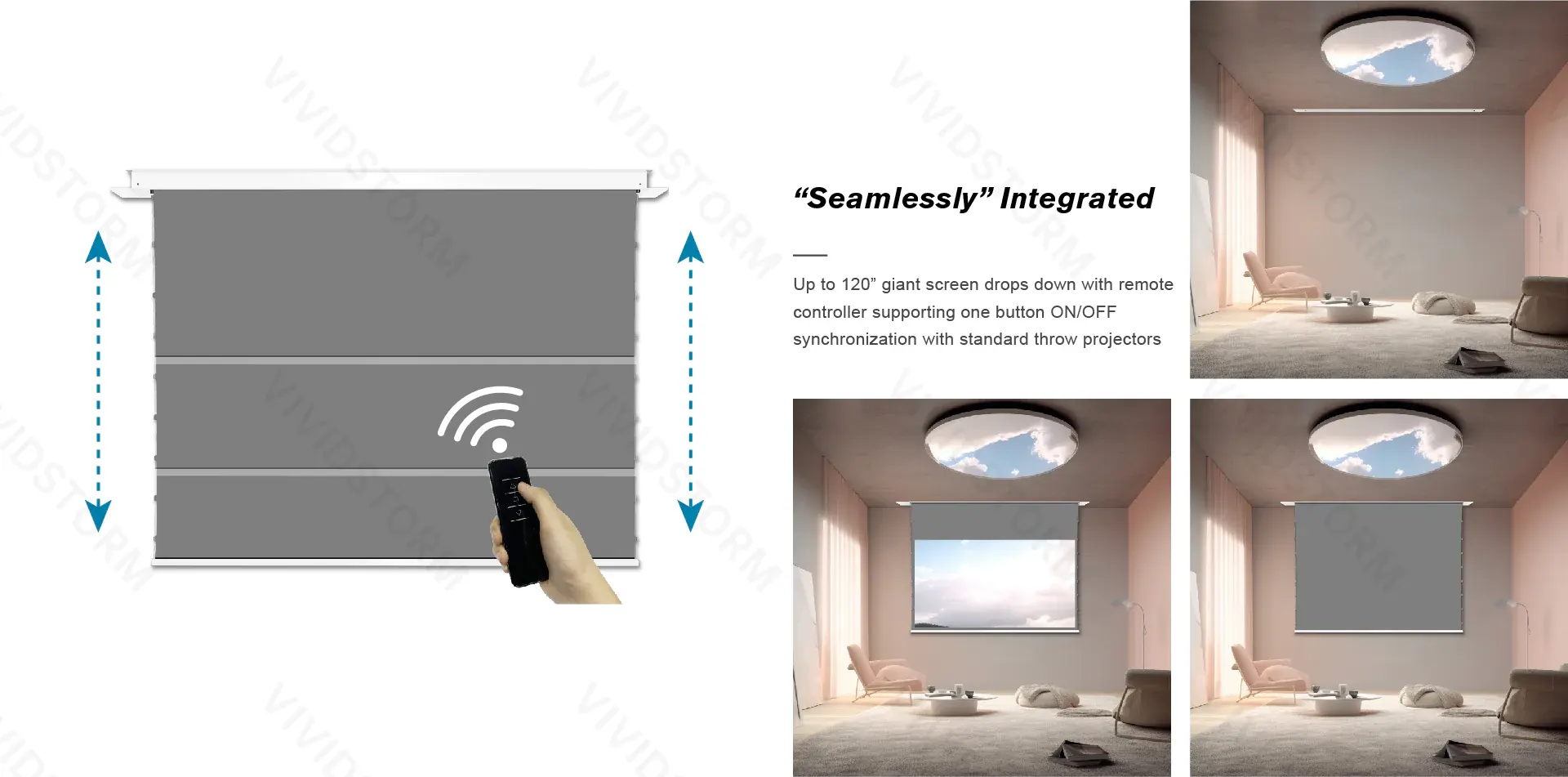 Màn chiếu âm trần quang học VIVIDSTORM VPCLALR92H 92 inch – Chiếu xa mc4 11