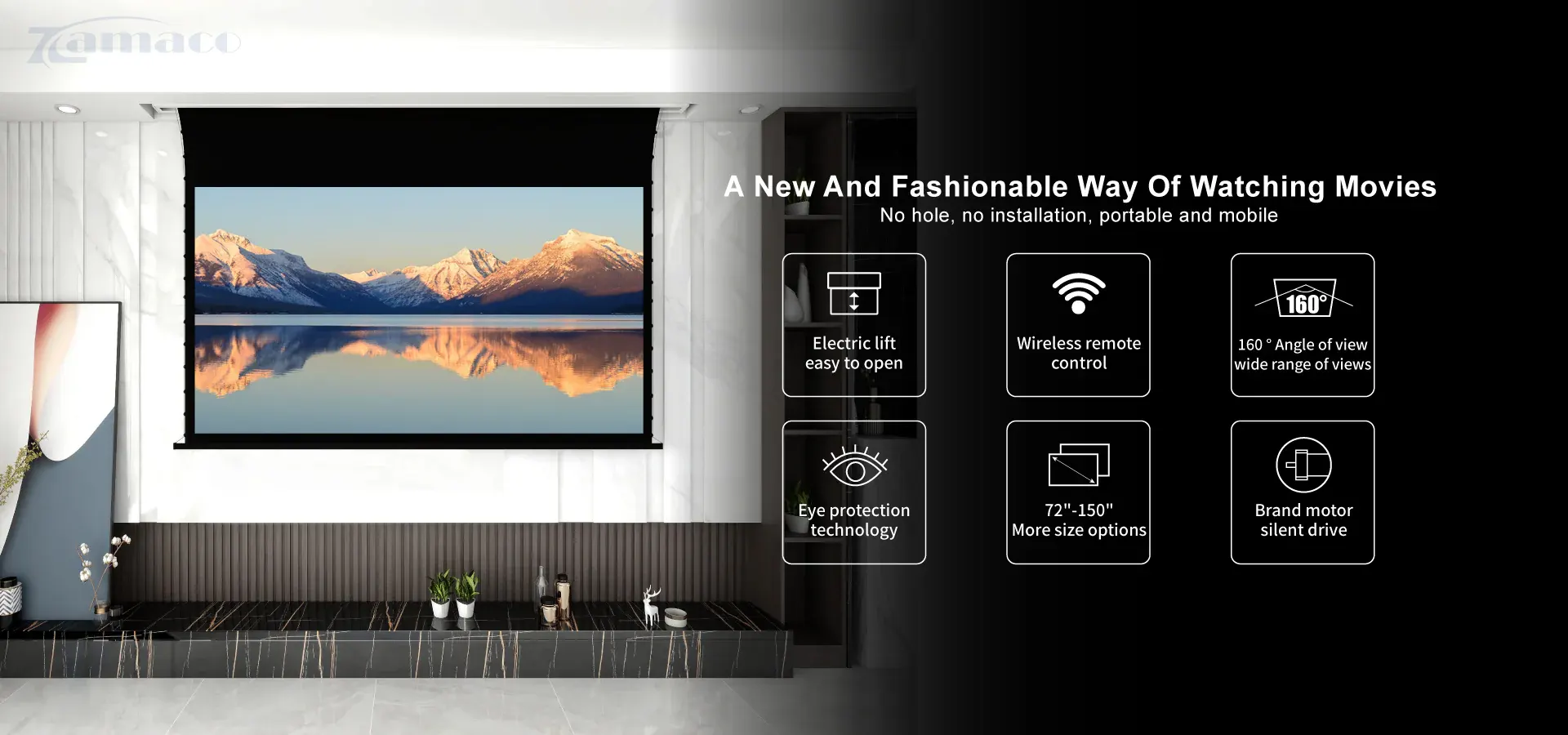 Màn chiếu điện Tab-tensioned Vividstorm VMSLWA110H 110 Inch (16:9) – All White mc4 13