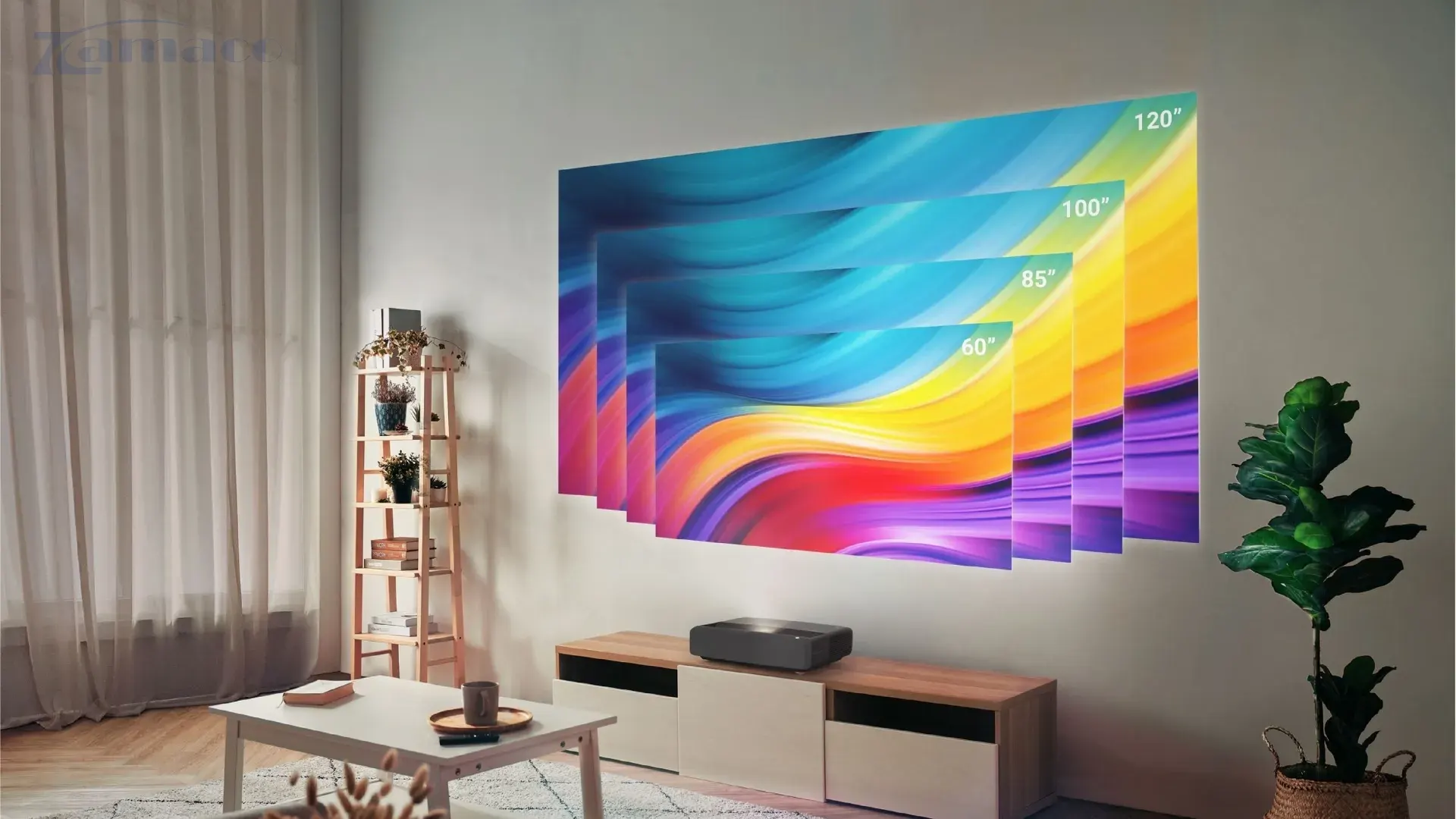 Thiết kế UST gọn nhẹ – chiếu 100″ chỉ cách tường ~26 cm