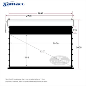 Màn chiếu điện Tab-tensioned Vividstorm VMSLWA110H 110 Inch (16:9) – All White mca4 12