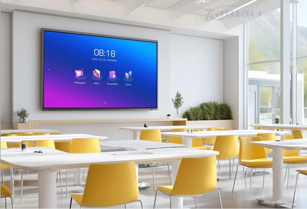 Màn hình tương tác Horion 65K7A | 4K * 65in Màn hình tương tác Horion 65K7A được lắp đặt trong phòng học hiện đại, hiển thị giao diện trực quan với các ứng dụng