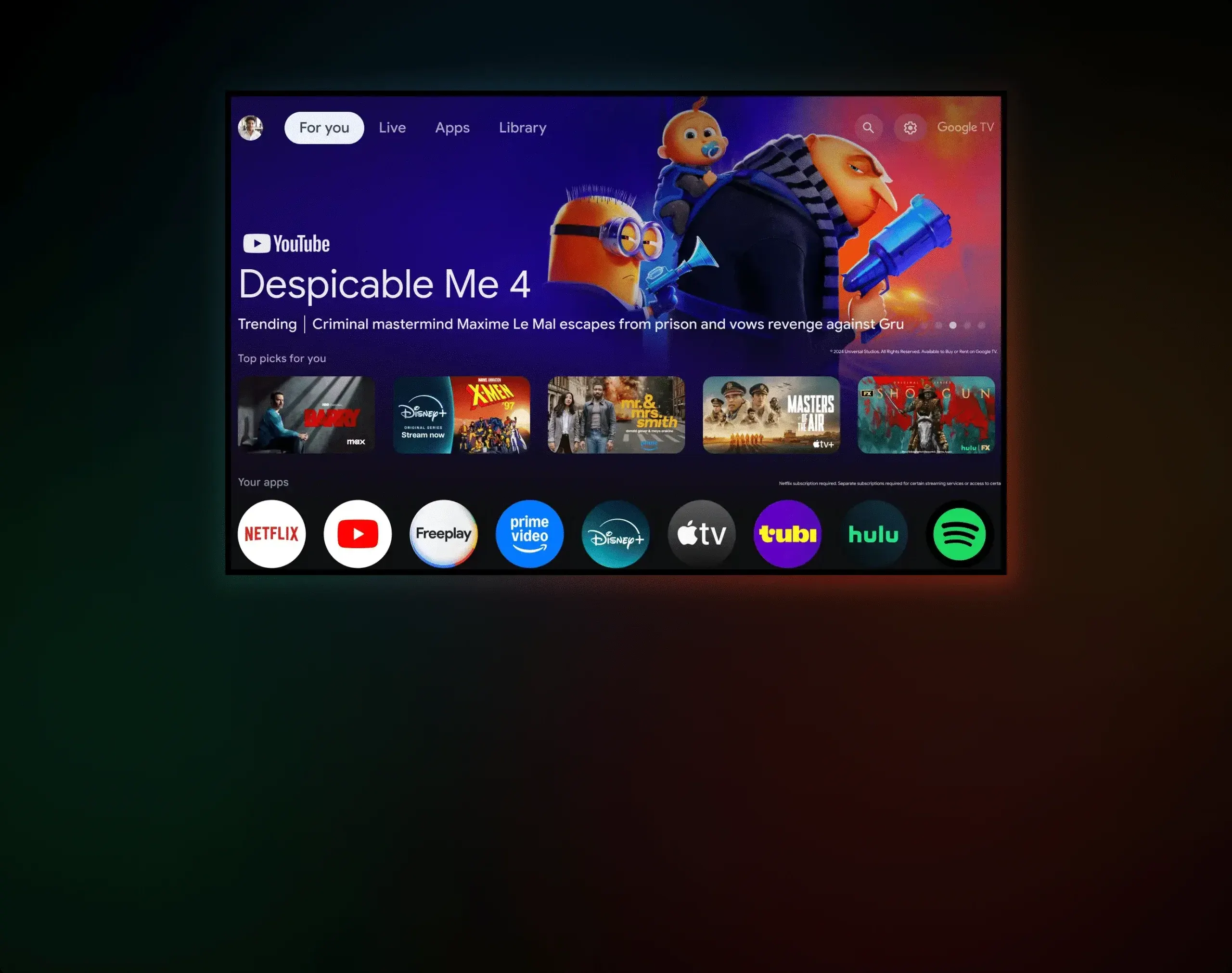 Các công nghệ và tính năng nổi bật của máy chiếu XGIMI HORIZON 20 Pro như RGB Triple Laser, 4K Ultra HD, Dolby Vision, HDR, độ sáng cao, độ trễ thấp, hỗ trợ VRR và tần số quét 240Hz.