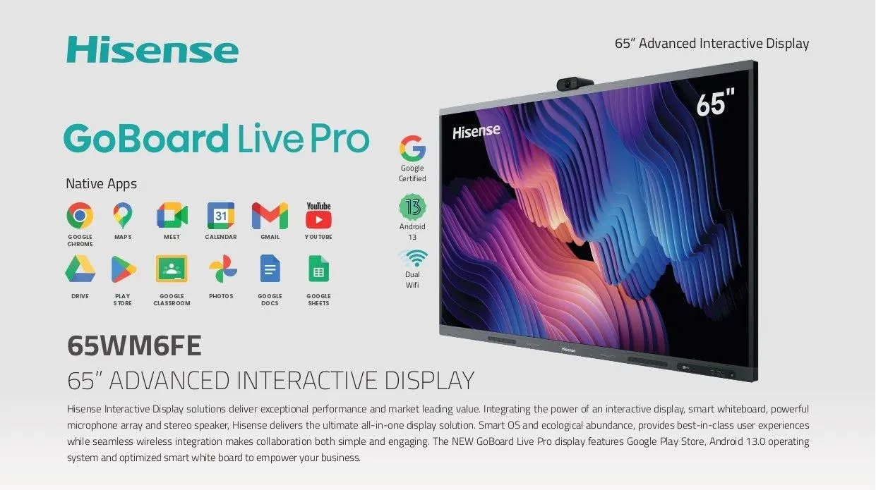 Màn hình tương tác Hisense 65WM6FE - 65 inch Đặc điểm nổi bật của màn hình tương tác Hisense 65WM6FE