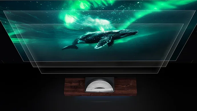 Công nghệ chiếu siêu gần của Hisense PX4 Pro đặt sát tường Công nghệ chiếu siêu gần của Hisense PX4 Pro đặt sát tường