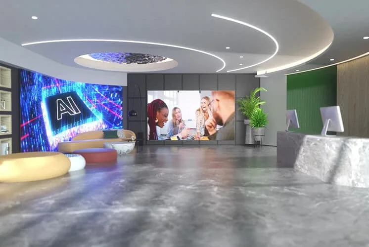 Màn hình LED Absen NX Series trong nhà P1.5 / P1.8 / P2.5 / P3.7 cabinet 16:9 Màn hình LED Absen NX tại sảnh doanh nghiệp