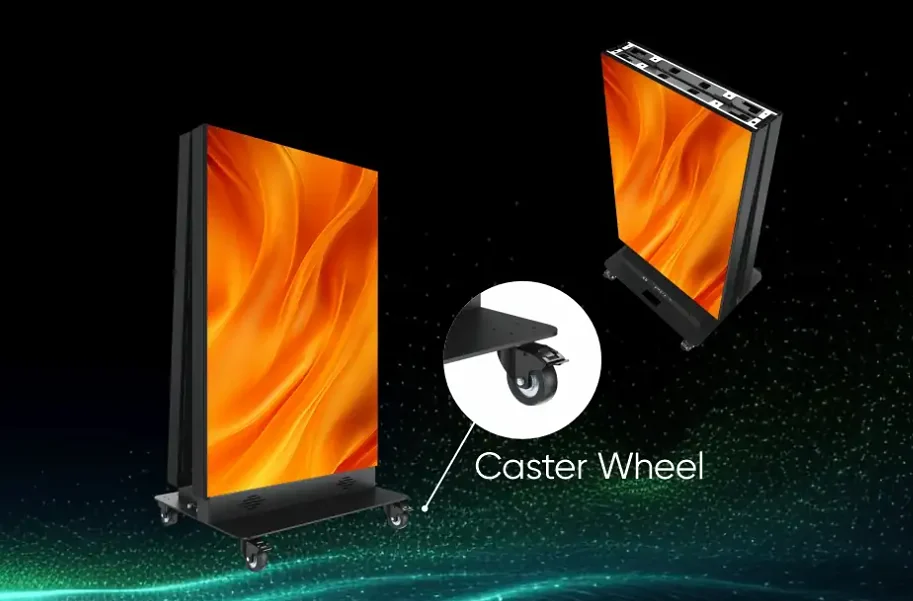 Màn hình LED poster LAMPRO LCM-TV gập được 640 × 1.920 mm P1.2 – P2.5 Bánh xe di chuyển của LAMPRO LCM-TV