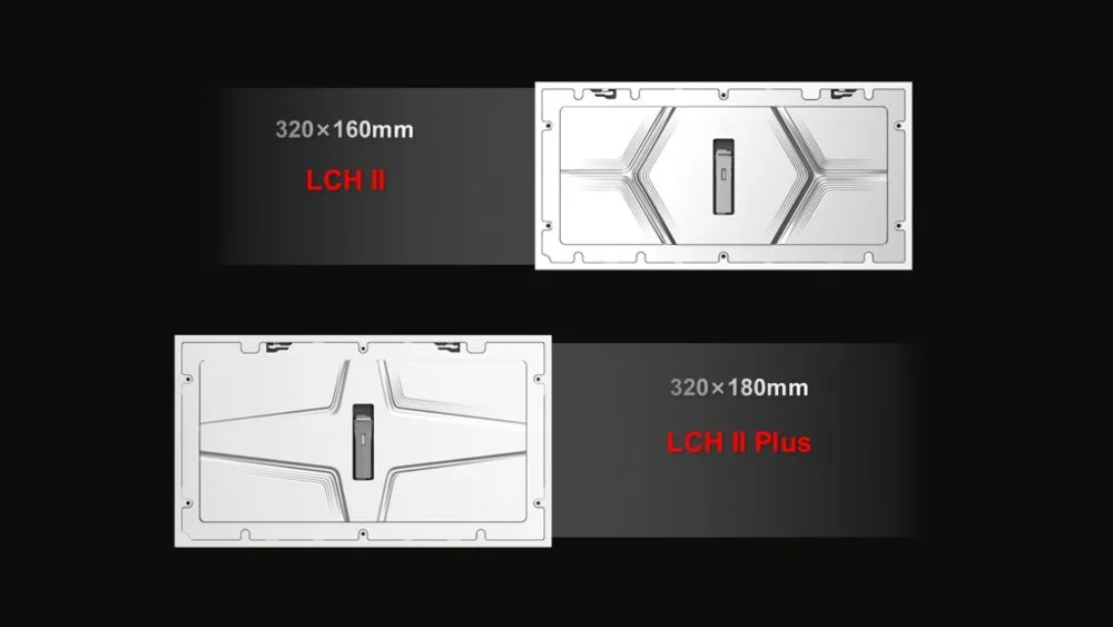 Màn hình LED Leyard MiniBox II (LCH II / LCH II Plus / Flex) fine pitch, cáp Type-C Hai kích thước module Leyard MiniBox II LCH II 320×160 mm và LCH II Plus 320×180 mm