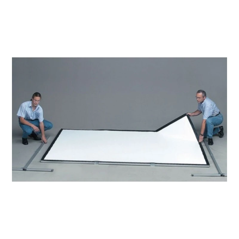 Màn chiếu khung chiếu trước và sau Dalite FR100 100 inch tỷ lệ 4:3 Lắp khung nhôm gấp của màn chiếu khung Dalite trên sàn trước khi dựng F100