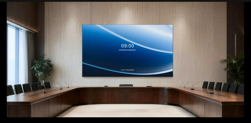 So sánh các dòng màn hình LED QSTECH: nên chọn dòng nào? Màn hình LED QSTECH CX27 lắp trên tường phòng họp lớn