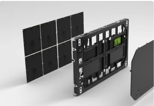 Màn hình LED QSTECH D27 Series Full Flip-Chip COB trong nhà pitch 0.7–1.5 mm Mặt sau cabinet màn hình LED QSTECH D27 với các module tháo rời