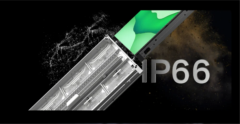 Màn hình LED ngoài trời QSTECH E28 Series IP66 độ sáng đến 7.000 nits pitch 2.9–3.9 mm Màn hình LED ngoài trời QSTECH E28 đạt chuẩn chống nước IP66