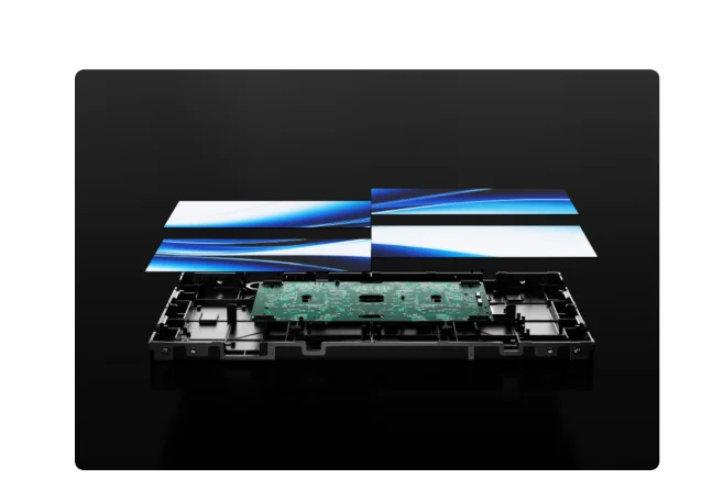 Màn hình LED QSTECH FX27 Series SMD trong nhà cabinet 16:9 siêu mỏng pitch 1.2–2.5 mm Thiết kế 3 trong 1 nguồn, card nhận và bo chuyển của màn hình LED QSTECH FX27