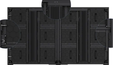 Màn hình LED sân vận động QSTECH SP72 Series biên sân, quét 15.000 Hz, IP66 Mặt sau cabinet màn hình LED QSTECH SP72