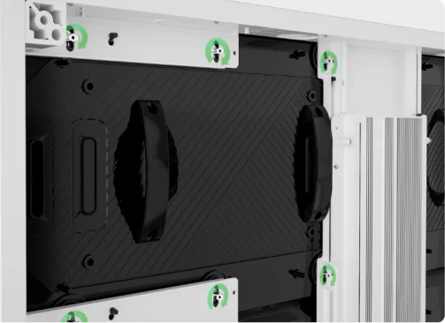 Màn hình LED ngoài trời QSTECH Y53 Series DOOH cabinet mỏng 68 mm, pitch 4–10 mm Mặt sau module và hộp nguồn QSTECH Y53