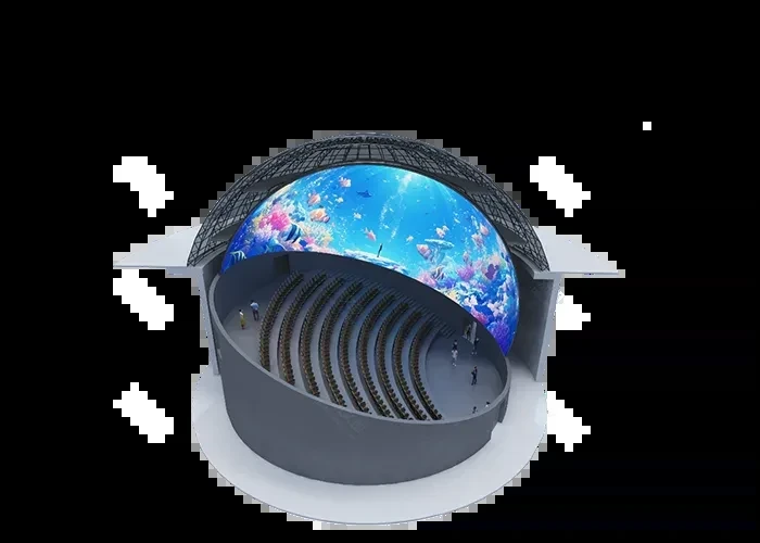 Cấu trúc rạp chiếu mái vòm Unilumin U-Sphere Cinema với khán đài bên trong Cấu trúc rạp chiếu mái vòm Unilumin U-Sphere Cinema với khán đài bên trong