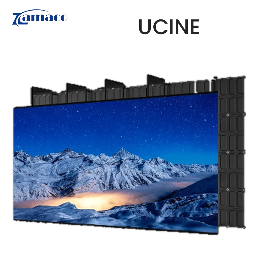 Màn hình LED chiếu phim Unilumin UCINE nhìn nghiêng, mặt trước và khung cabinet Màn hình LED chiếu phim Unilumin UCINE nhìn nghiêng, mặt trước và khung cabinet