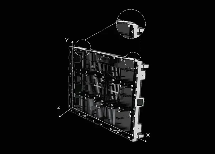 Điều chỉnh ba trục XYZ trên cabinet Unilumin UDA II để màn hình phẳng Điều chỉnh ba trục XYZ trên cabinet Unilumin UDA II để màn hình phẳng