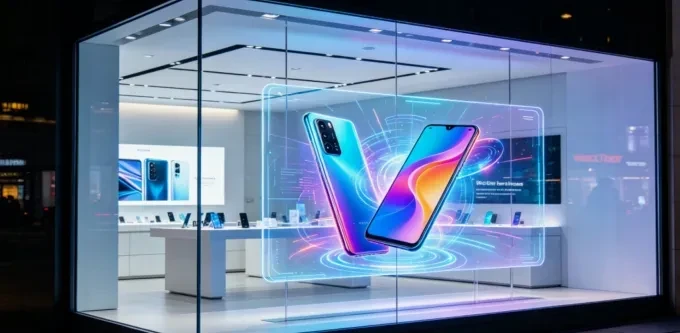 Màn hình trong suốt Unilumin Udesign SV Pro trên cửa kính cửa hàng bán lẻ Màn hình trong suốt Unilumin Udesign SV Pro trên cửa kính cửa hàng bán lẻ