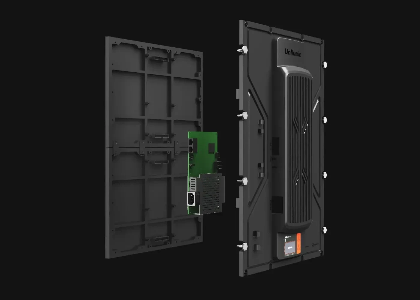 Cấu trúc tích hợp 3 trong 1 của cabinet Unilumin UmateDA3-H, không dây cáp bên trong Cấu trúc tích hợp 3 trong 1 của cabinet Unilumin UmateDA3-H, không dây cáp bên trong