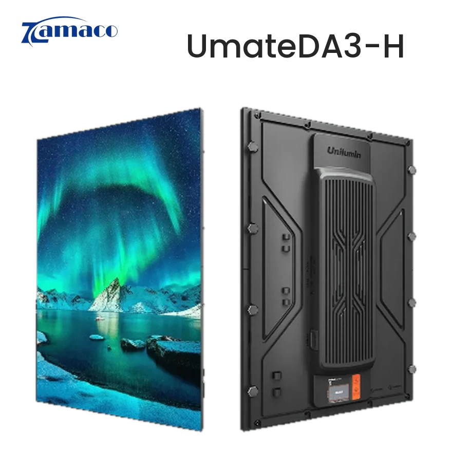 Màn hình LED Unilumin UmateDA3-H nhìn nghiêng, cabinet mặt trước và mặt sau Màn hình LED Unilumin UmateDA3-H nhìn nghiêng, cabinet mặt trước và mặt sau