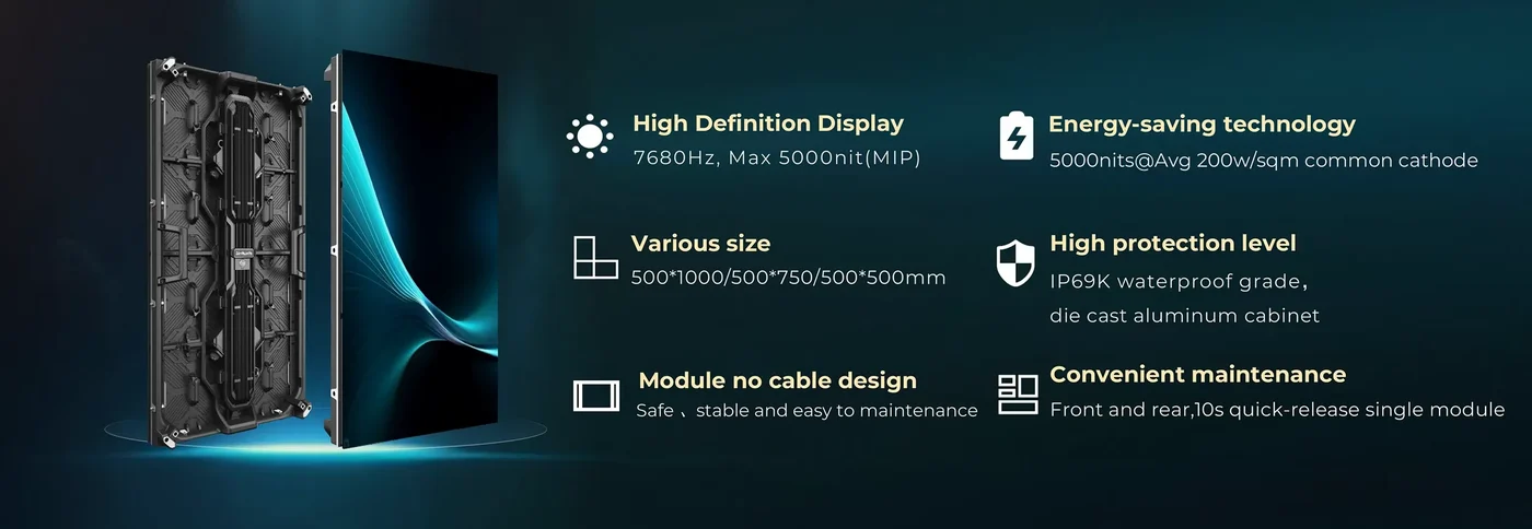 Tổng quan tính năng Unilumin Uslim III O: 7680Hz, tiết kiệm điện, IP69K, nhiều kích thước