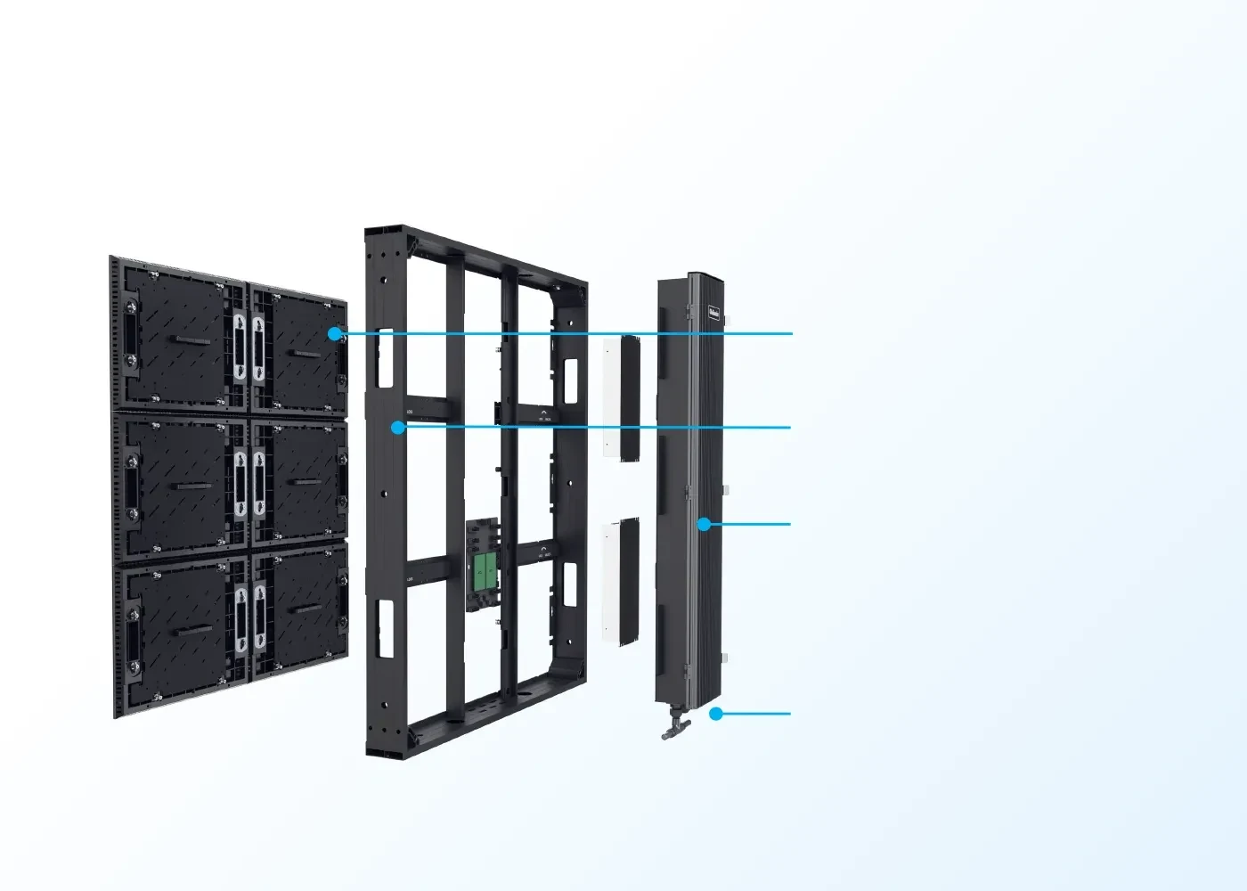 Cấu trúc khung nhôm, module và hộp nguồn độc lập của Unilumin Usurface III Pro Cấu trúc khung nhôm, module và hộp nguồn độc lập của Unilumin Usurface III Pro