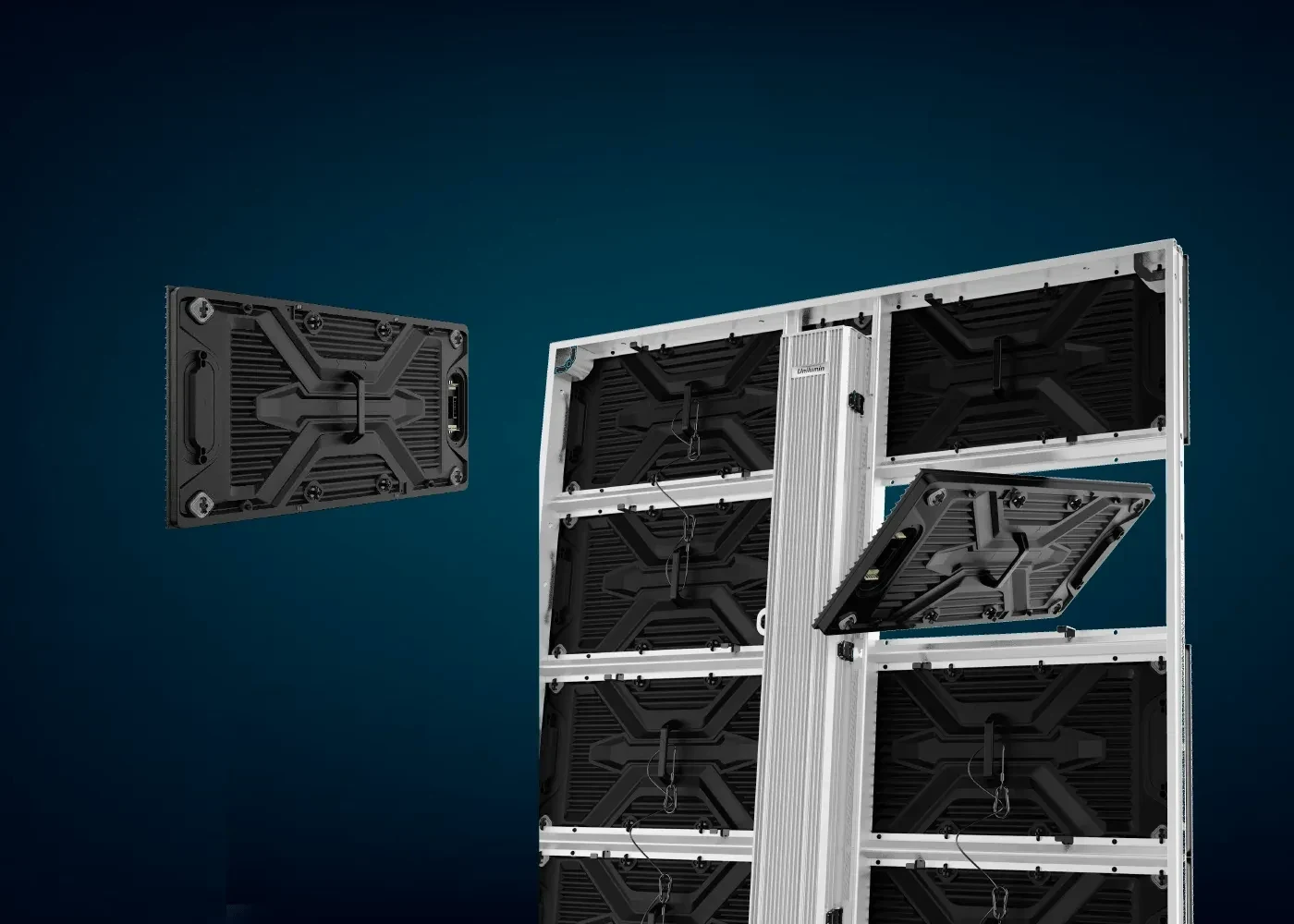 Lắp module 500×250mm vào khung nhôm định hình của Unilumin Usurface PL1