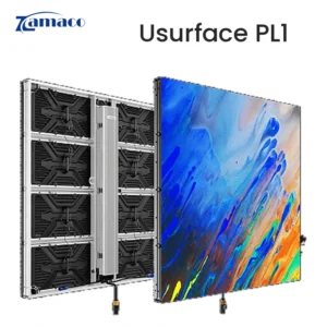 Màn hình LED ngoài trời Unilumin Usurface PL1 nhìn nghiêng, mặt sau khung nhôm và mặt trước