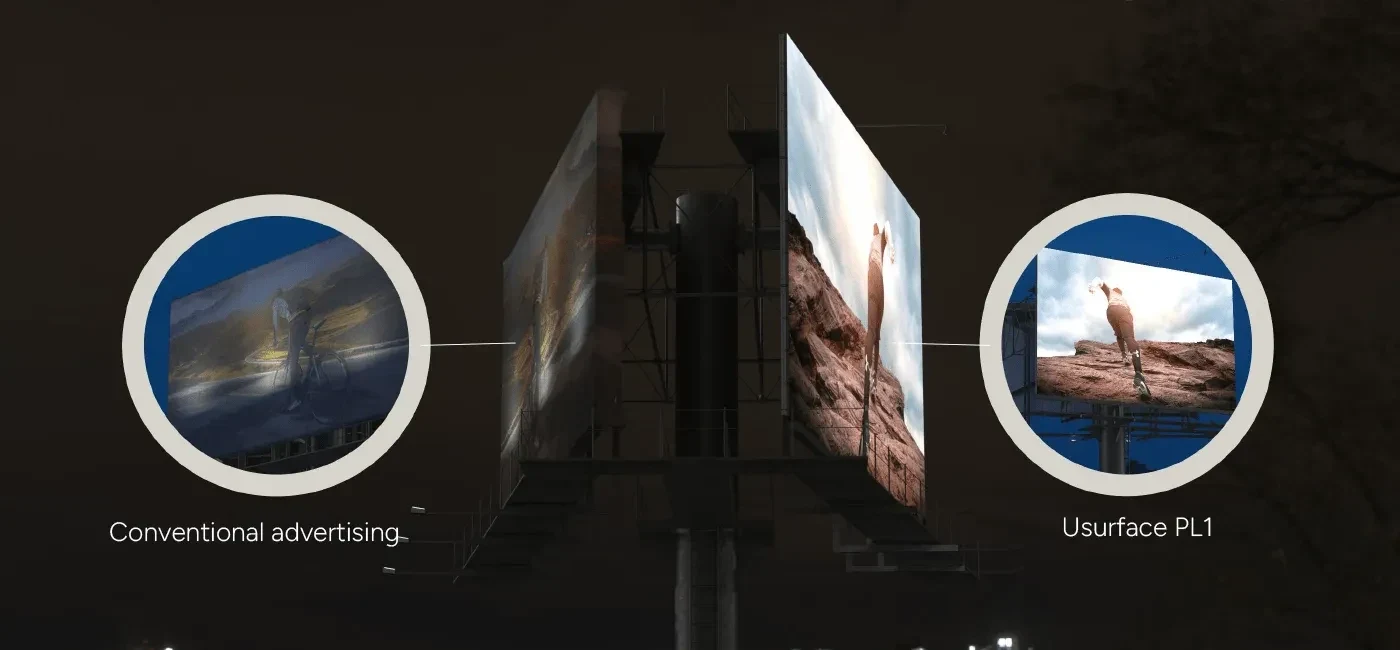 So sánh biển quảng cáo thông thường và biển quảng cáo dùng màn hình Unilumin Usurface PL1